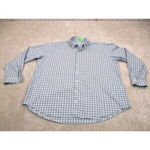 Peter Millar Shirt Adult 2XL XXL Blue Check Cotton Stretch Preppy Button Up Mens